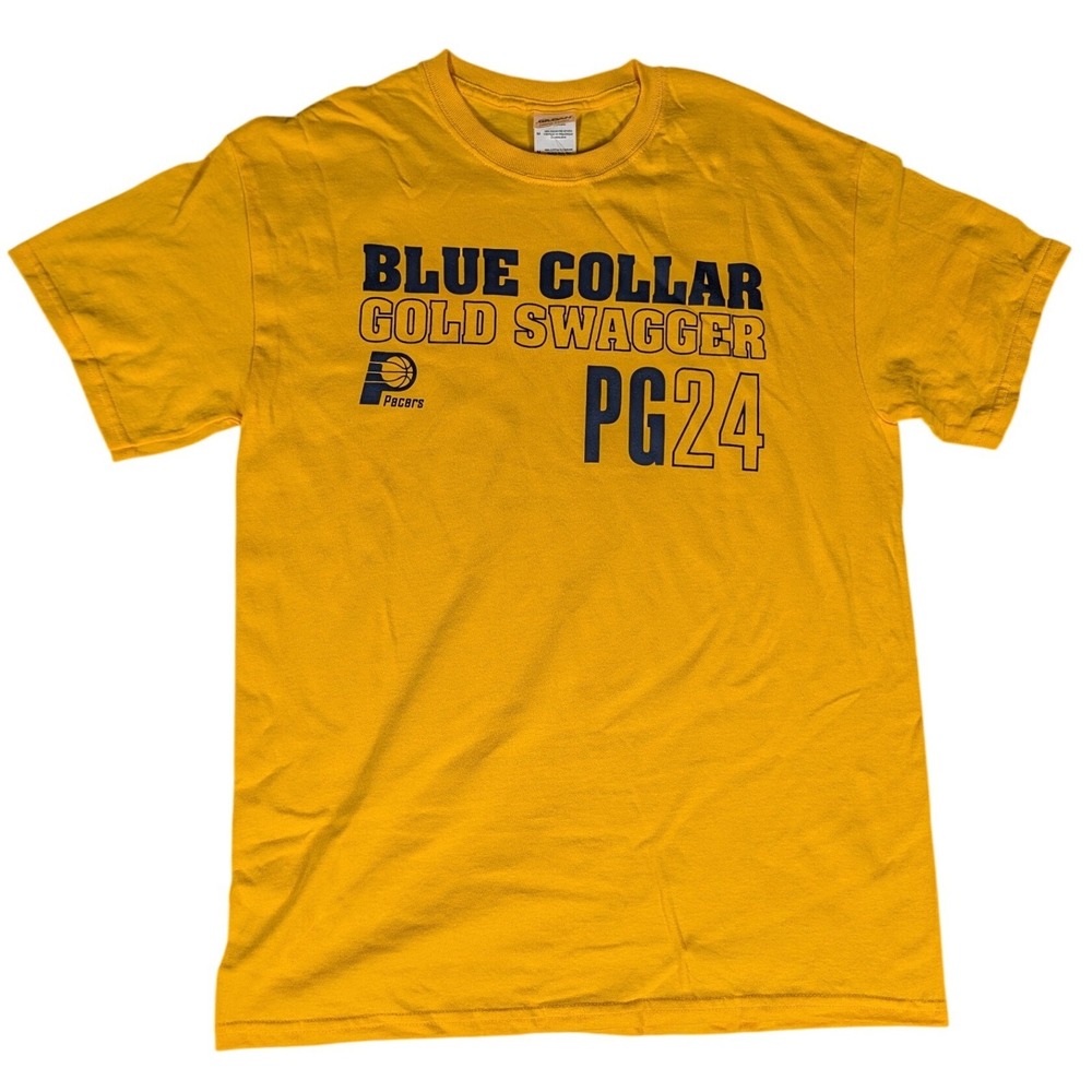 Indiana Pacers Paul George PG24 Blue Collar Gold Swagger Graphic T-Shirt Gold